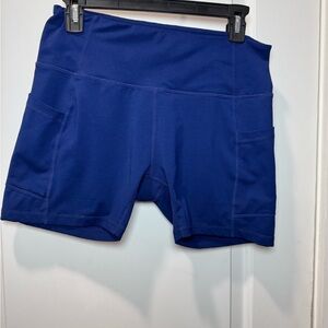 Baleaf Mens Cycling Shorts Sz  L Blue Stretch Elastic Waist Pull On Performance